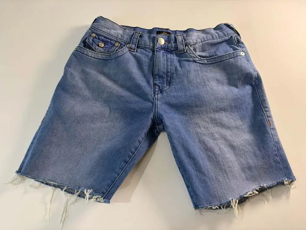 True Religion Ricky Relaxed Straight Cutoff Denim Shorts Size 34